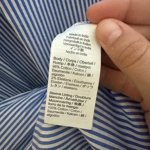 J. Crew Striped Bubble-Sleeve Button-Front Shirt Dress - Size 14 - Picture 11 of 14